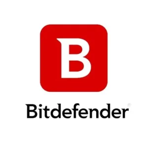 Bitdefender logo with a bold red background and white "B" symbolizing premium antivirus protection.